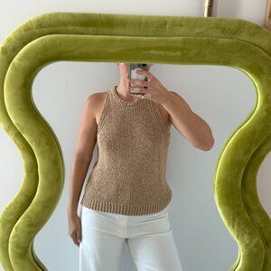 J. Crew Cream Tan Knitted Sleeveless Tank Shirt